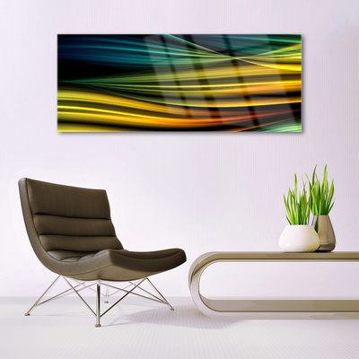 Glass Wall Art Abstract art blue yellow black