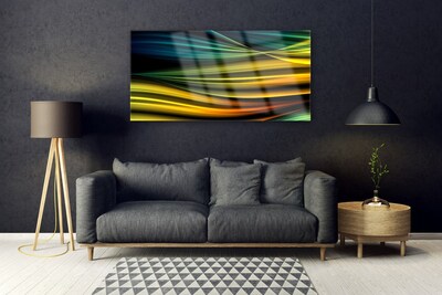 Glass Wall Art Abstract art blue yellow black