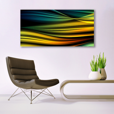 Glass Wall Art Abstract art blue yellow black