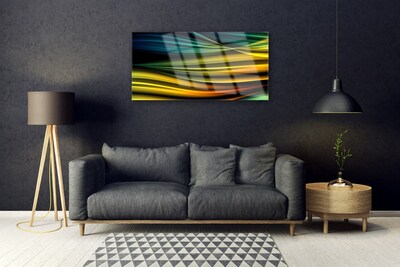 Glass Wall Art Abstract art blue yellow black