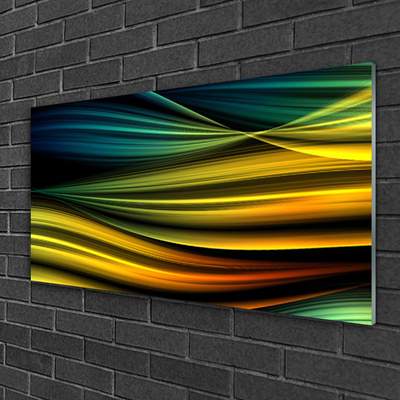 Glass Wall Art Abstract art blue yellow black