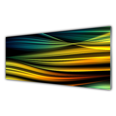 Glass Wall Art Abstract art blue yellow black