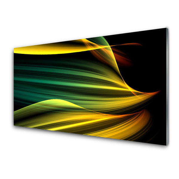 Glass Wall Art Abstract art blue yellow black green