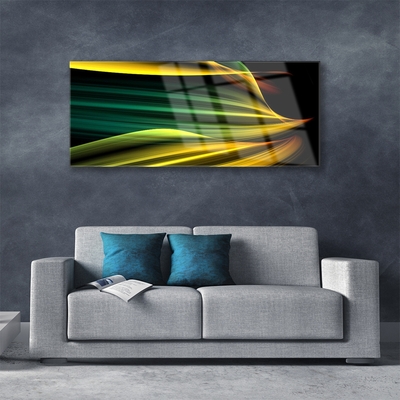 Glass Wall Art Abstract art blue yellow black green