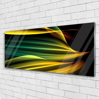 Glass Wall Art Abstract art blue yellow black green