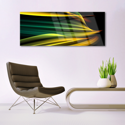 Glass Wall Art Abstract art blue yellow black green