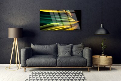 Glass Wall Art Abstract art blue yellow black green