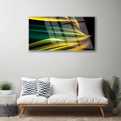 Glass Wall Art Abstract art blue yellow black green