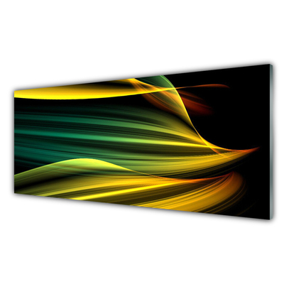 Glass Wall Art Abstract art blue yellow black green