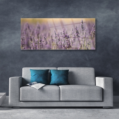 Glass Wall Art Flowers floral purple