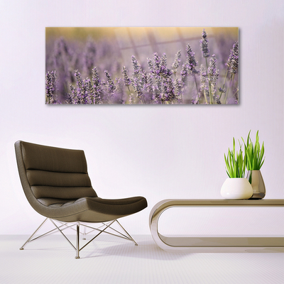 Glass Wall Art Flowers floral purple