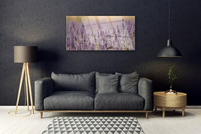 Glass Wall Art Flowers floral purple