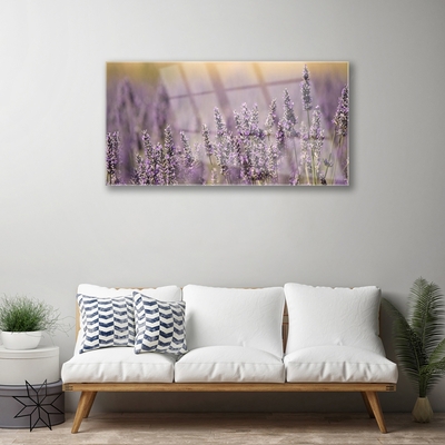 Glass Wall Art Flowers floral purple