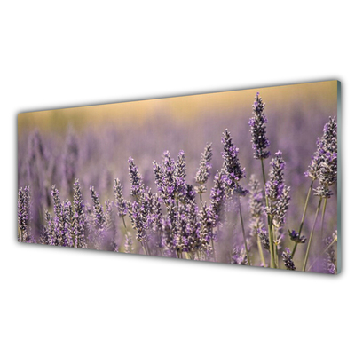 Glass Wall Art Flowers floral purple