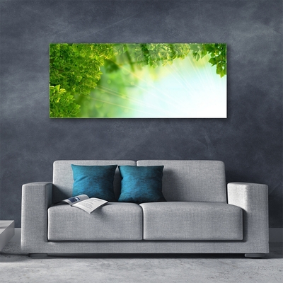 Glass Wall Art Leaves nature green