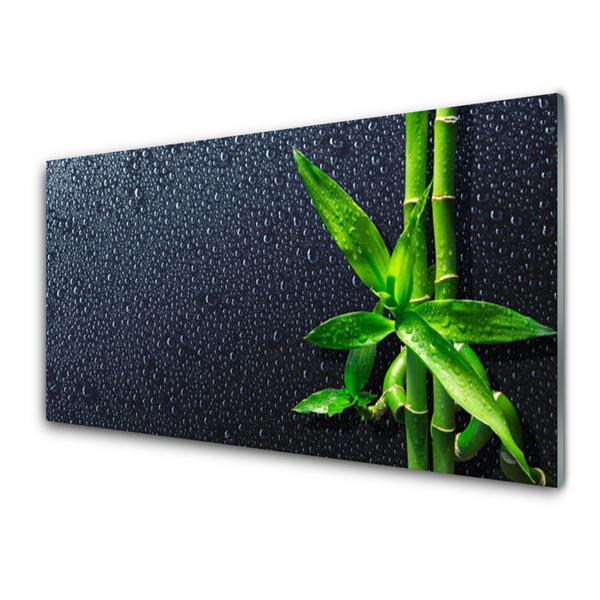 Glass Wall Art Bamboo stalks floral green