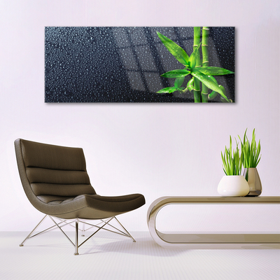 Glass Wall Art Bamboo stalks floral green