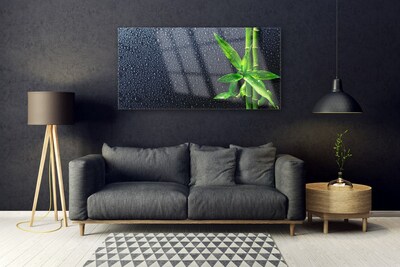 Glass Wall Art Bamboo stalks floral green