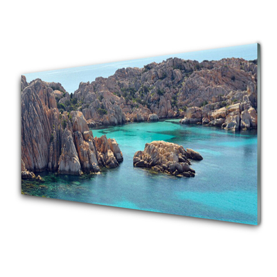 Glass Wall Art Gulf landscape blue grey