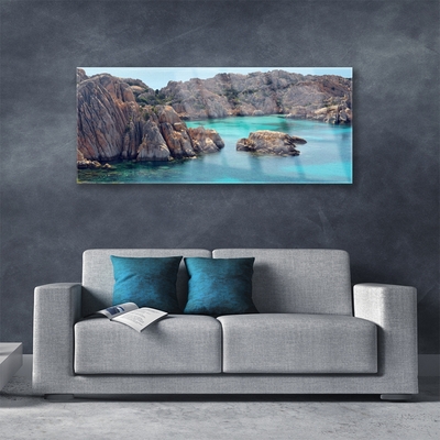 Glass Wall Art Gulf landscape blue grey