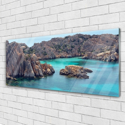 Glass Wall Art Gulf landscape blue grey