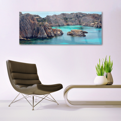 Glass Wall Art Gulf landscape blue grey