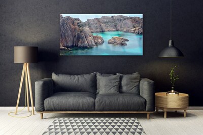 Glass Wall Art Gulf landscape blue grey