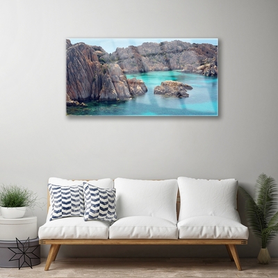 Glass Wall Art Gulf landscape blue grey