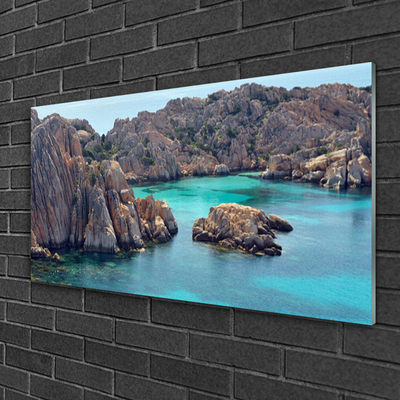 Glass Wall Art Gulf landscape blue grey