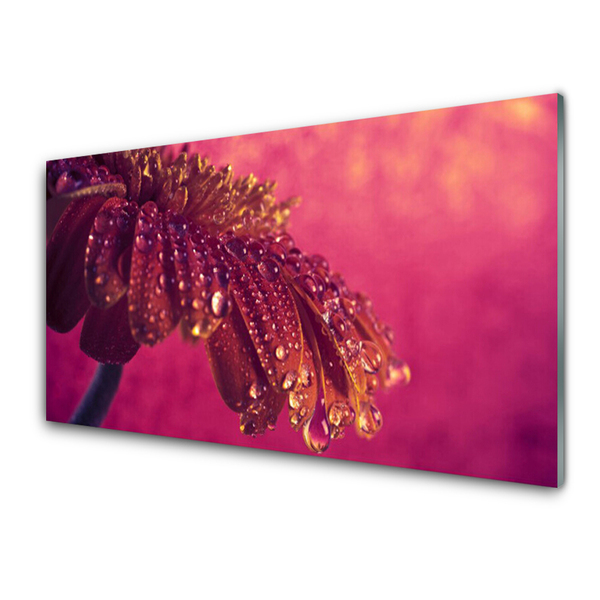 Glass Wall Art Tree floral red