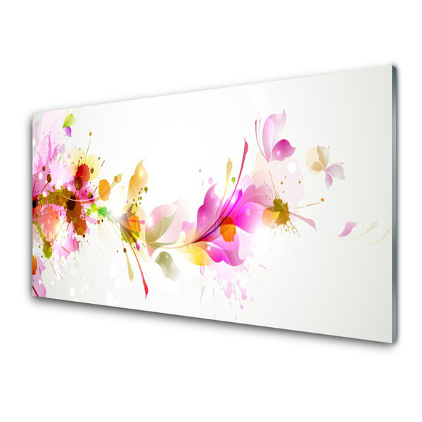 Glass Wall Art Abstract art pink green