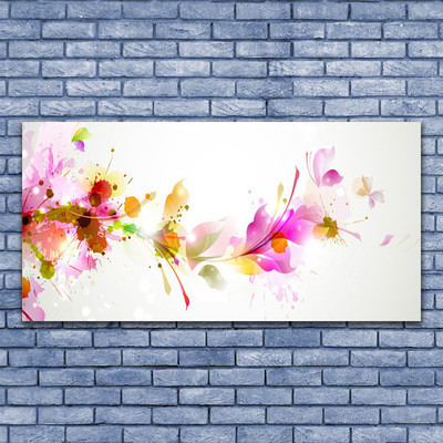 Glass Wall Art Abstract art pink green