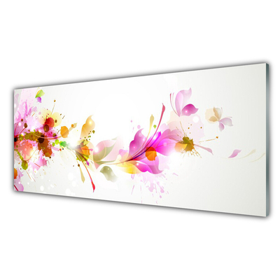 Glass Wall Art Abstract art pink green