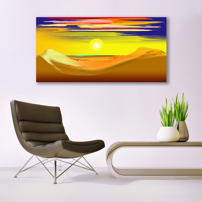 Glass Wall Art Desert art yellow purple