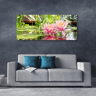 Glass Wall Art Flowers floral pink