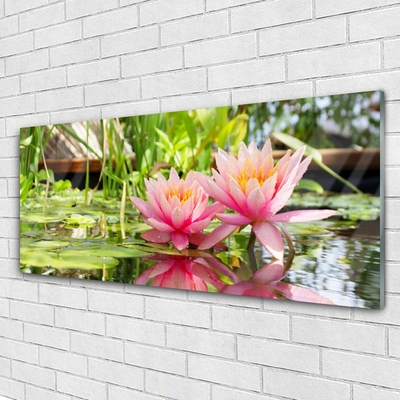 Glass Wall Art Flowers floral pink