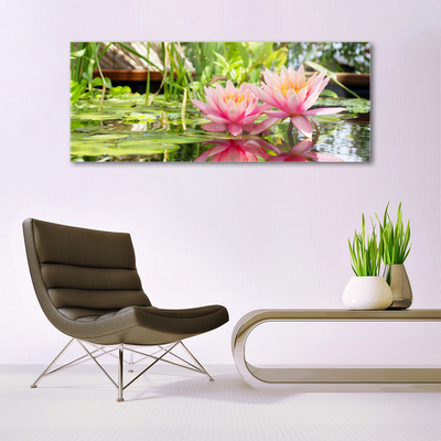 Glass Wall Art Flowers floral pink