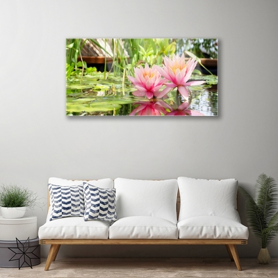 Glass Wall Art Flowers floral pink