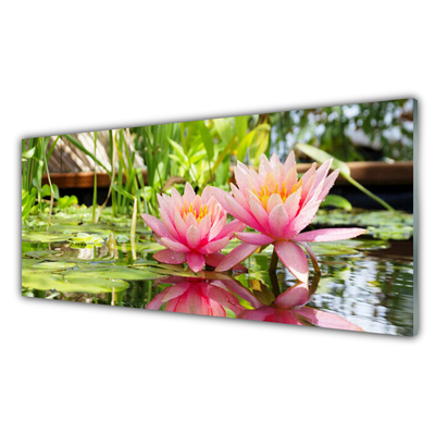 Glass Wall Art Flowers floral pink