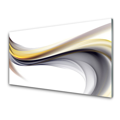 Glass Wall Art Abstract art yellow grey white