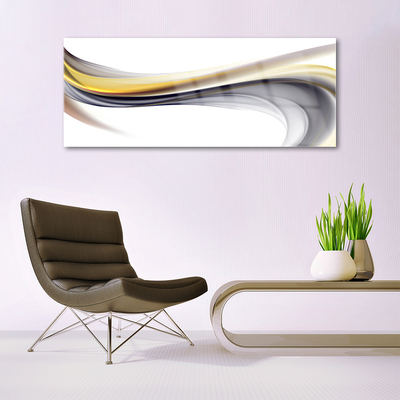 Glass Wall Art Abstract art yellow grey white