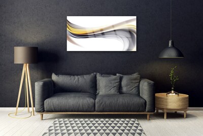 Glass Wall Art Abstract art yellow grey white