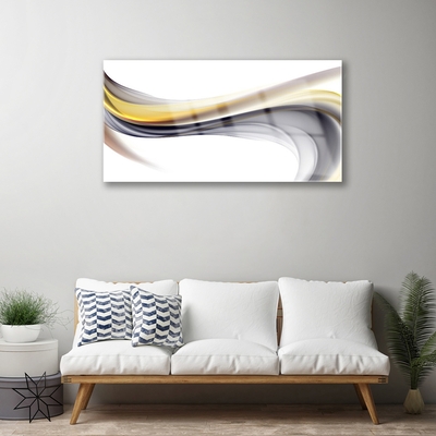 Glass Wall Art Abstract art yellow grey white