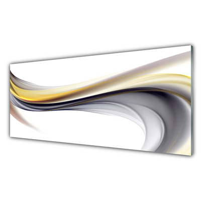 Glass Wall Art Abstract art yellow grey white