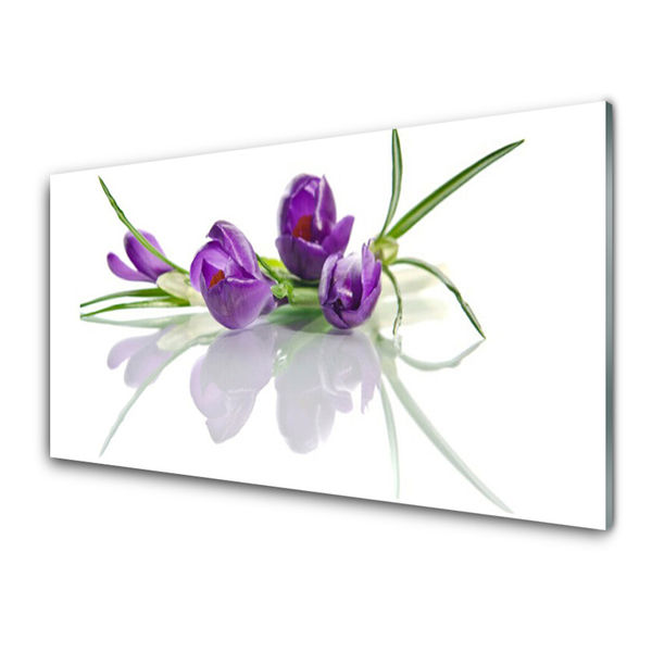 Glass Wall Art Flowers floral pink green