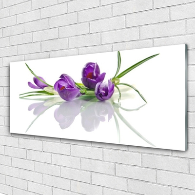 Glass Wall Art Flowers floral pink green