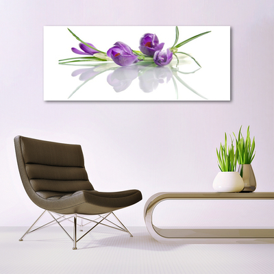 Glass Wall Art Flowers floral pink green