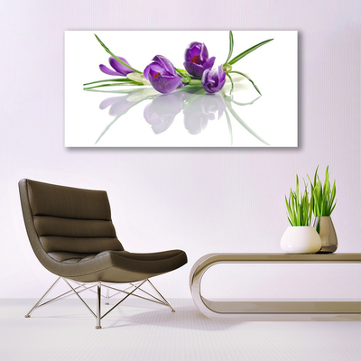 Glass Wall Art Flowers floral pink green