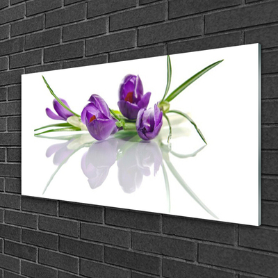 Glass Wall Art Flowers floral pink green