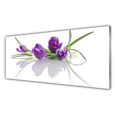 Glass Wall Art Flowers floral pink green